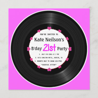 Retro-Vinyl-Datensatz| Modern Chic 21. Geburtstag Einladung