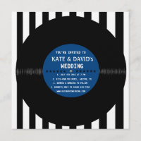 Retro-Vinyl-Datensatz| Modern Wedding Invite (blau