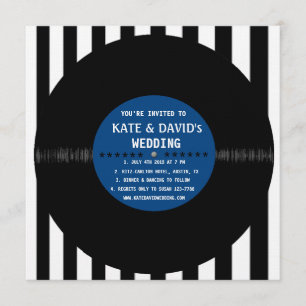 Retro-Vinyl-Datensatz  Modern Wedding Invite (blau Einladung