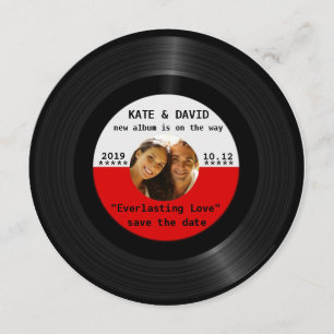 Retro Vinyl Foto Rett-the-Date aufzeichnen Save The Date
