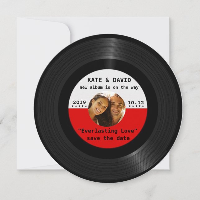 Retro Vinyl Foto Rett-the-Date aufzeichnen Save The Date (Vorderseite)