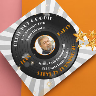 Retro-Vinyl-Männer-Foto-Geburtstagsfeier Einladung
