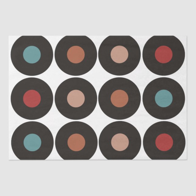 Retro Vinyl Platten 60 Musical Geburtstag Seidenpapier (Vorderseite)