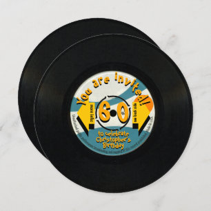 Retro Vinyl Record 60. Geburtstagsparty Round Inv Einladung