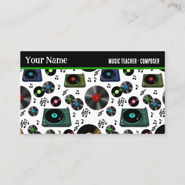 Retro Vinyl Record Alben Music Beruflich Visitenkarte (Vorderseite)