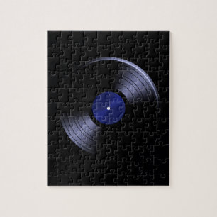 Retro Vinyl Record Album in Blue Puzzle
