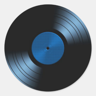 Retro Vinyl Record Album in Blue Runder Aufkleber