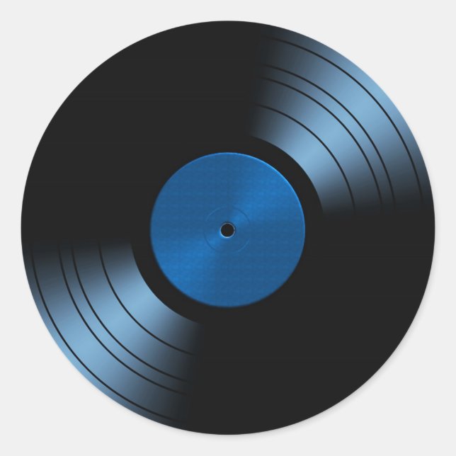 Retro Vinyl Record Album in Blue Runder Aufkleber (Vorderseite)