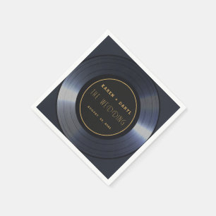 Retro Vinyl Record Black Wedding Serviette