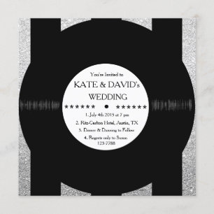 Retro Vinyl Record Chic Silver Wedites Einladungen