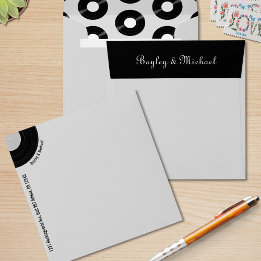 Retro Vinyl Record Custom Gray Square Wedding