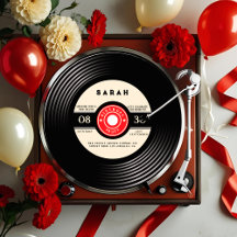 Retro Vinyl Record Einladung zum Geburtstag