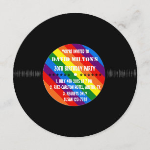 Retro Vinyl Record Gay Pride Custom Party lädt ein Einladung
