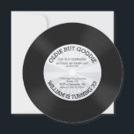 Retro Vinyl Record Geburtstagsparty Einladung<br><div class="desc">Vintage Vinyl-Platte Geburtstagsfeier Einladung mit einem Retro-graue Sternexplosion Streifen Muster Set auf einem niedlichen Rundkreis die geschnitten Geburtstagseinladung. Perfekt für jeden erwachsenen Geburtstag,  30. Geburtstag Party,  40. Geburtstag Party,  50. Geburtstagsfeier,  60. Geburtstagsfeier.</div>