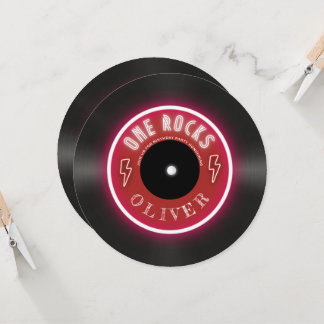 Retro Vinyl Record Junge zum ersten Geburtstag Einladung