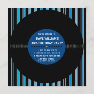 Retro Vinyl Record l Modern Birthday Party - Einla Einladung