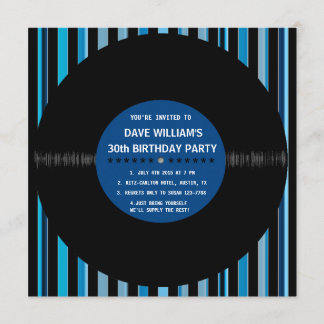 Retro Vinyl Record l Modern Birthday Party - Einla Einladung