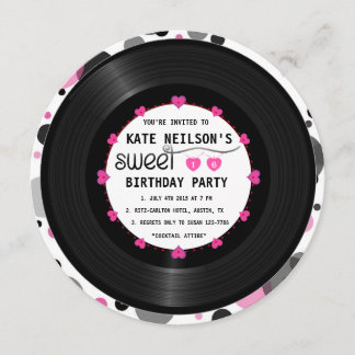 Retro Vinyl Record l Modern Chic Sweet 16 B'day Einladung