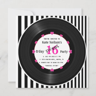 Retro Vinyl Record l Modern Sweet 16 B'day Einladung