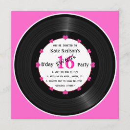 Retro Vinyl Record l Modern Sweet 16 B'day Einladung