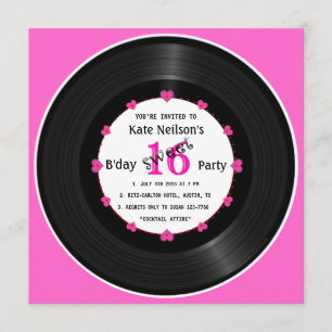 Retro Vinyl Record l Modern Sweet 16 B'day Einladung