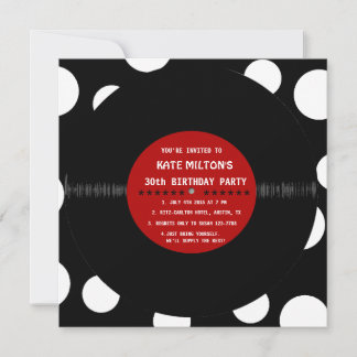 Retro Vinyl Record l Moderne Geburtstagsparty lädt Einladung