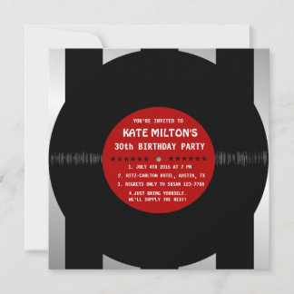 Retro Vinyl Record l Moderne Geburtstagsparty lädt Einladung