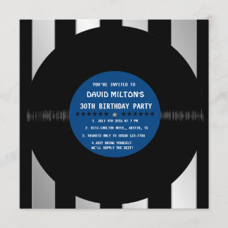 Retro Vinyl Record l Moderne Geburtstagsparty lädt Einladung