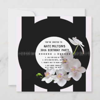 Retro Vinyl Record Moderne Orchideen Einladungen
