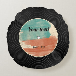 Retro Vinyl Record Music Album Rundes Kissen