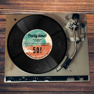 Retro Vinyl Record Music Geburtstagsparty Einladun Einladung
