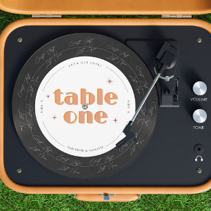 Retro Vinyl Record Music   Hochzeitsfeier Tischnum Einladung