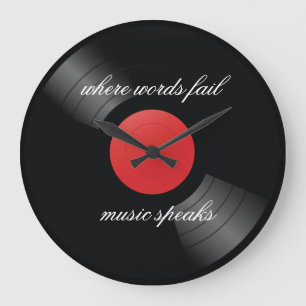 Retro Vinyl Record Music Theme Große Wanduhr
