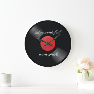 Retro Vinyl Record Music Theme Große Wanduhr