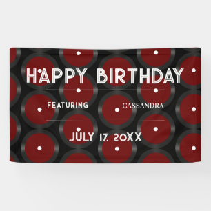 Retro Vinyl Record Muster Happy Birthday Party Banner