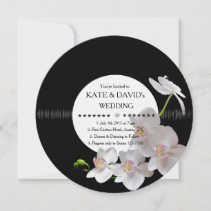 Retro Vinyl Record Orchids Moderne Hochzeiten Einl Einladung