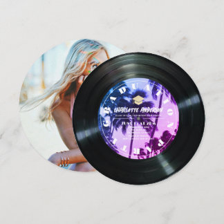 Retro Vinyl Record Palm Tree Foto Abschluss Einladung