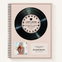 Retro Vinyl Record Pink Abschluss Gästebuch