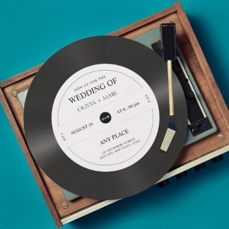 Retro Vinyl Record QR Code Hochzeit Einladung