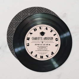 Retro Vinyl Record Rosa Abschluss Einladung