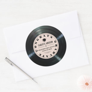 Retro Vinyl Record Rosa Abschluss Runder Aufkleber