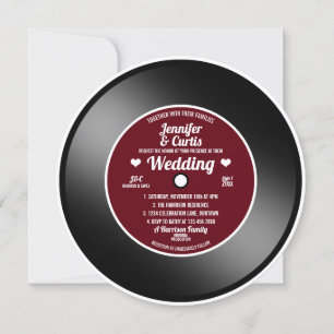 Retro Vinyl Record Rote Hochzeit Einladung