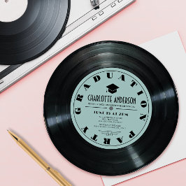 Retro Vinyl Record Türkis Abschluss Einladung