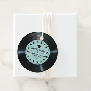Retro Vinyl Record Türkis Abschluss Geschenkanhänger