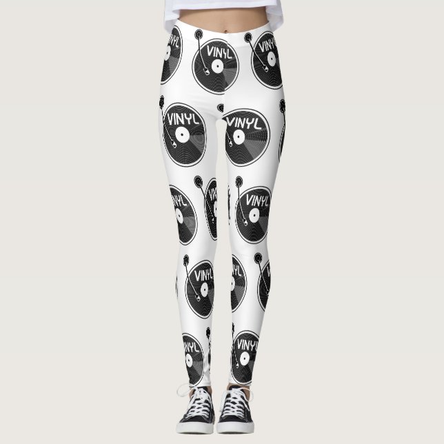 Retro Vinyl Record-Turntable Leggings (Vorderseite)
