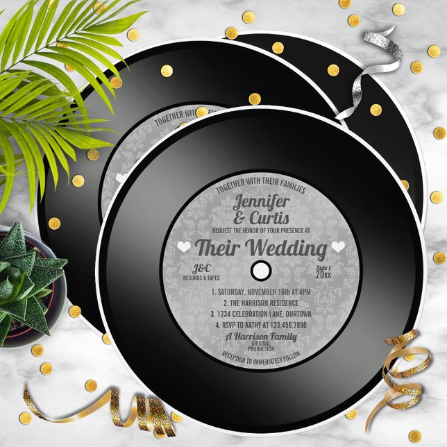 Retro Vinyl Record Wedding Einladung (Von Creator hochgeladen)
