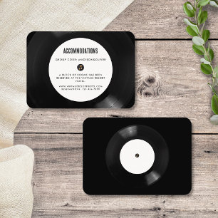 Retro Vinyl Record Wedding Hotel Unterkunft Begleitkarte
