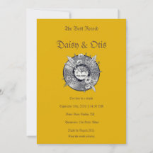 Retro Vinyl Record Wedding Invitation 70s Boho