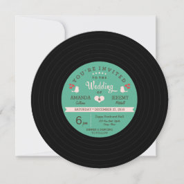 Retro Vinyl Record Wedding - Rosa Details Einladung