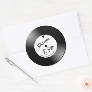 Retro Vinyl Record Wedding Runder Aufkleber